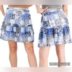 Tommy Hilfiger Blue Patchwork Tiered Skirt Women’s Size M